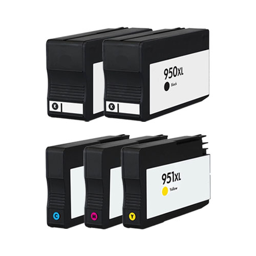 Compatible HP 950XL/951XL High Yield Ink Cartridges - 5-Pack Color
