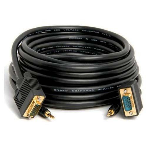 SVGA Super VGA HD15 M/M cable w/ 3.5mm Stereo Audio (Gold Plated) - 25FT