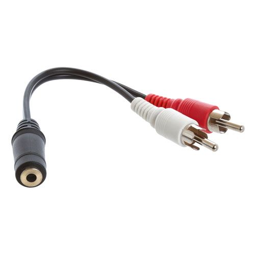 3.5mm Female Jack to 2 RCA Plugs Audio Stereo Adapter 6 inch