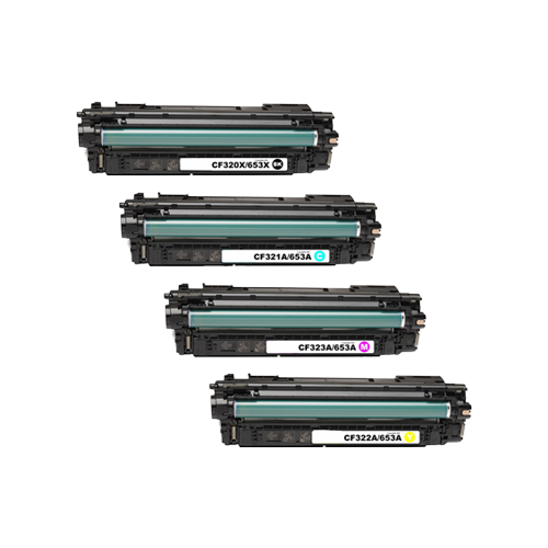 Remanufactured HP 653X Toner Cartridge Color Set
