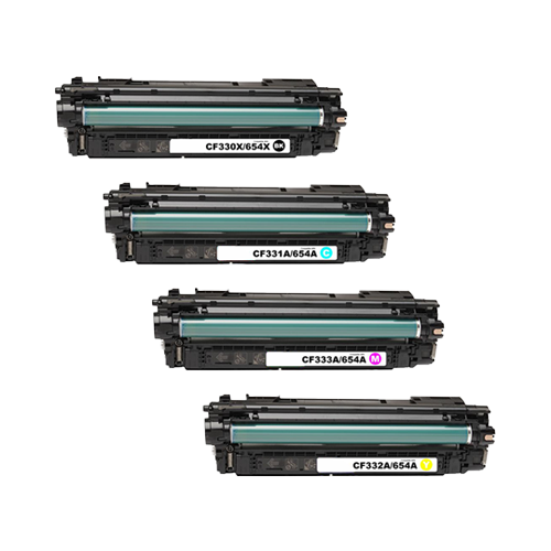 Remanufactured HP 654X Toner Cartridge Color Set