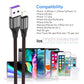 Lightning Charger Cable for Apple iPhone, iPad, iPod- Nylon Braided Black [3ft, 6ft, 10ft]