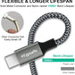 USB-A to Type-C Fast Charge & Data Sync 3A Charger Cable- Nylon Braided Gray [3ft, 6ft, 10ft]