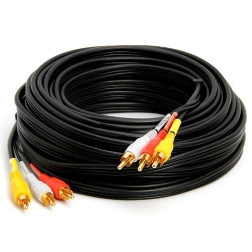 3-RCA Composite Video Audio A/V AV Cable GOLD - 50 ft