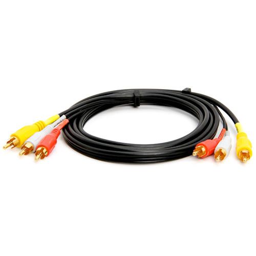 3-RCA Composite Video Audio A/V AV Cable GOLD - 6 ft