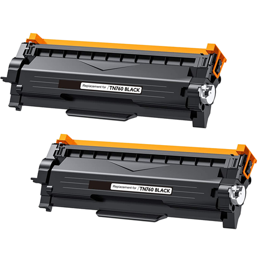 Compatible Brother TN760 High Yield Toner Cartridge - 2 Pack