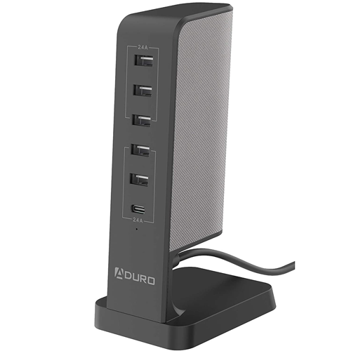 USB 6-Port Fast Charging Station with USB-A and USB-C Ports